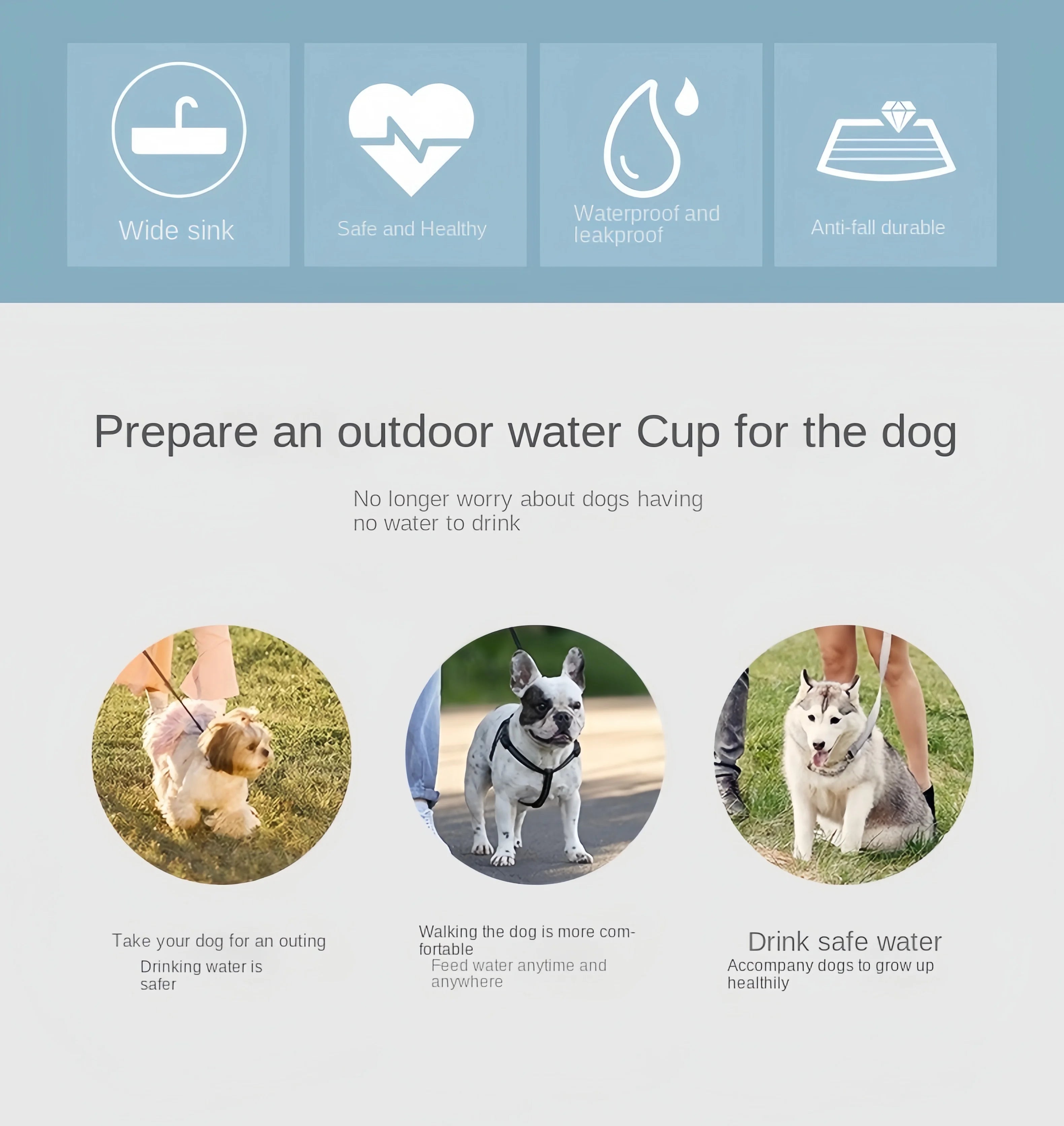 Portable 3-in-1 Pet Travel Bottle | Leak-Proof Water & Food Dispenser for Dogs & Cats