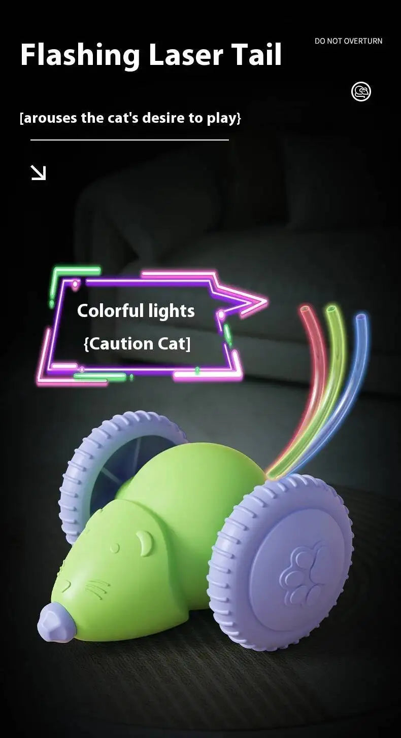 Electric Mouse, Interactive Cat Toy Rechargeable Automatic Teaser with Intelligent Obstacle Avoidance