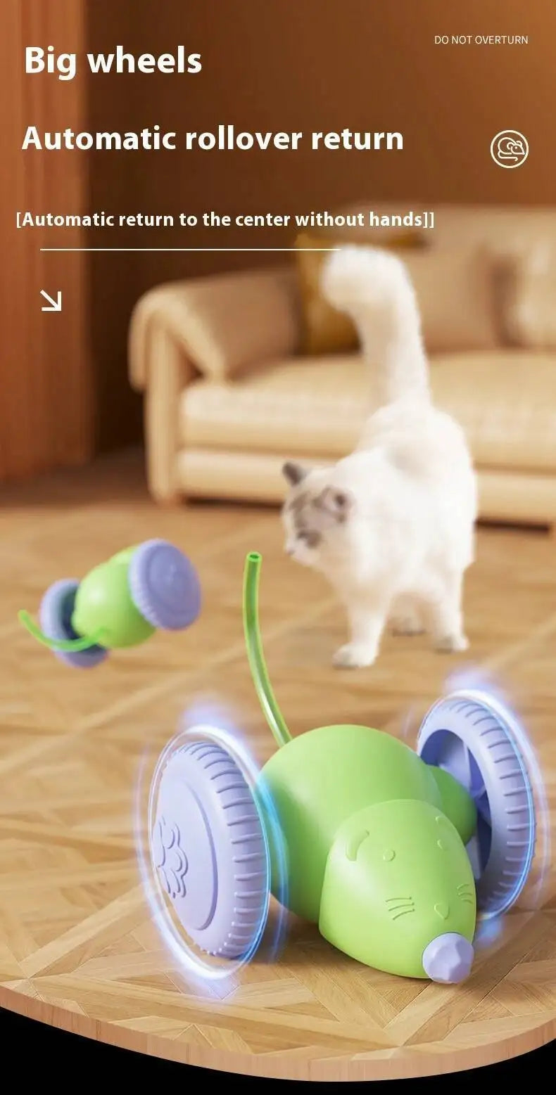 Electric Mouse, Interactive Cat Toy Rechargeable Automatic Teaser with Intelligent Obstacle Avoidance