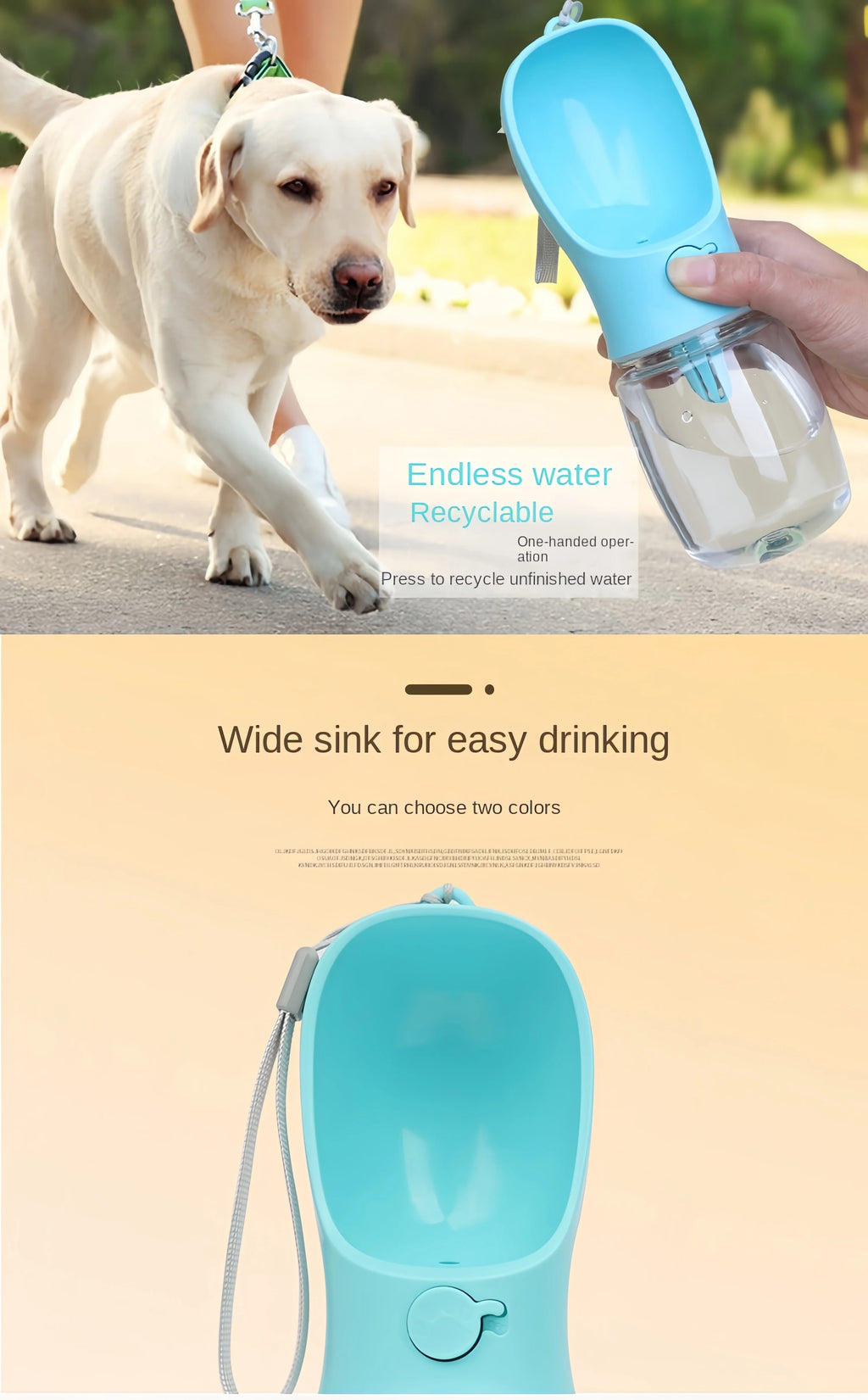 Portable 3-in-1 Pet Travel Bottle | Leak-Proof Water & Food Dispenser for Dogs & Cats