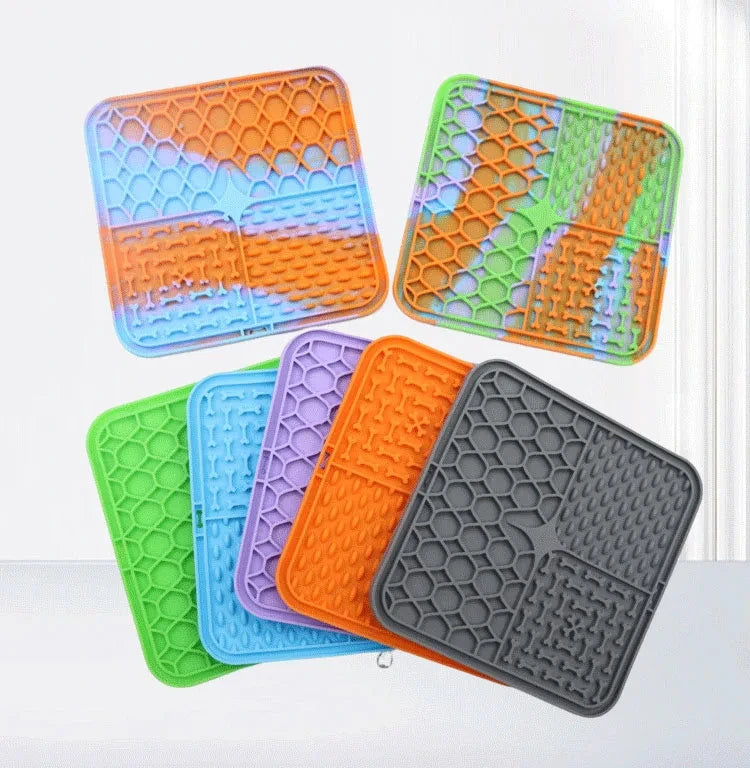 Multi-Texture Pet Slow Feeder & Lick Mat Set (Stops Begging While You Eat!)