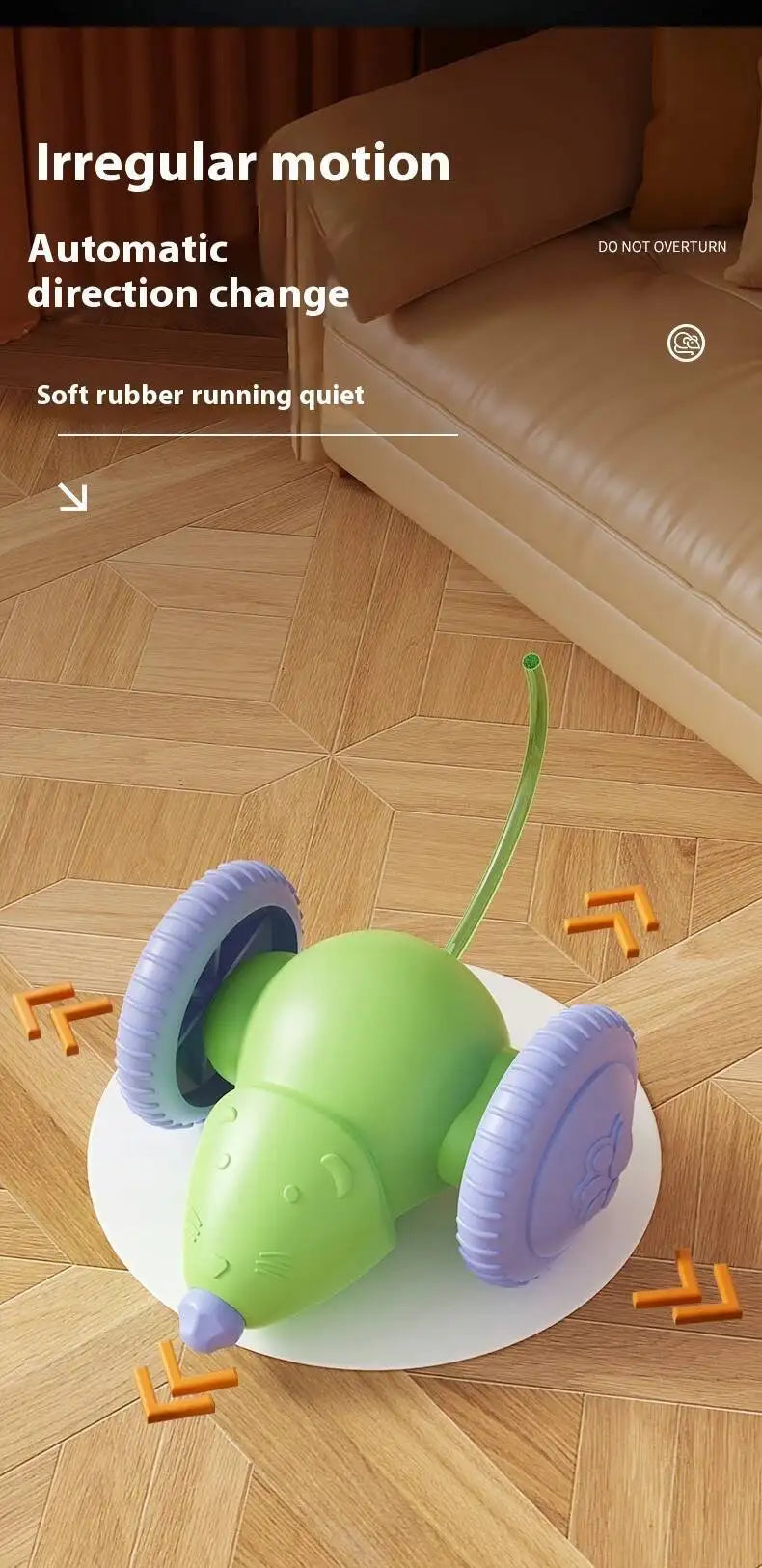 Electric Mouse, Interactive Cat Toy Rechargeable Automatic Teaser with Intelligent Obstacle Avoidance