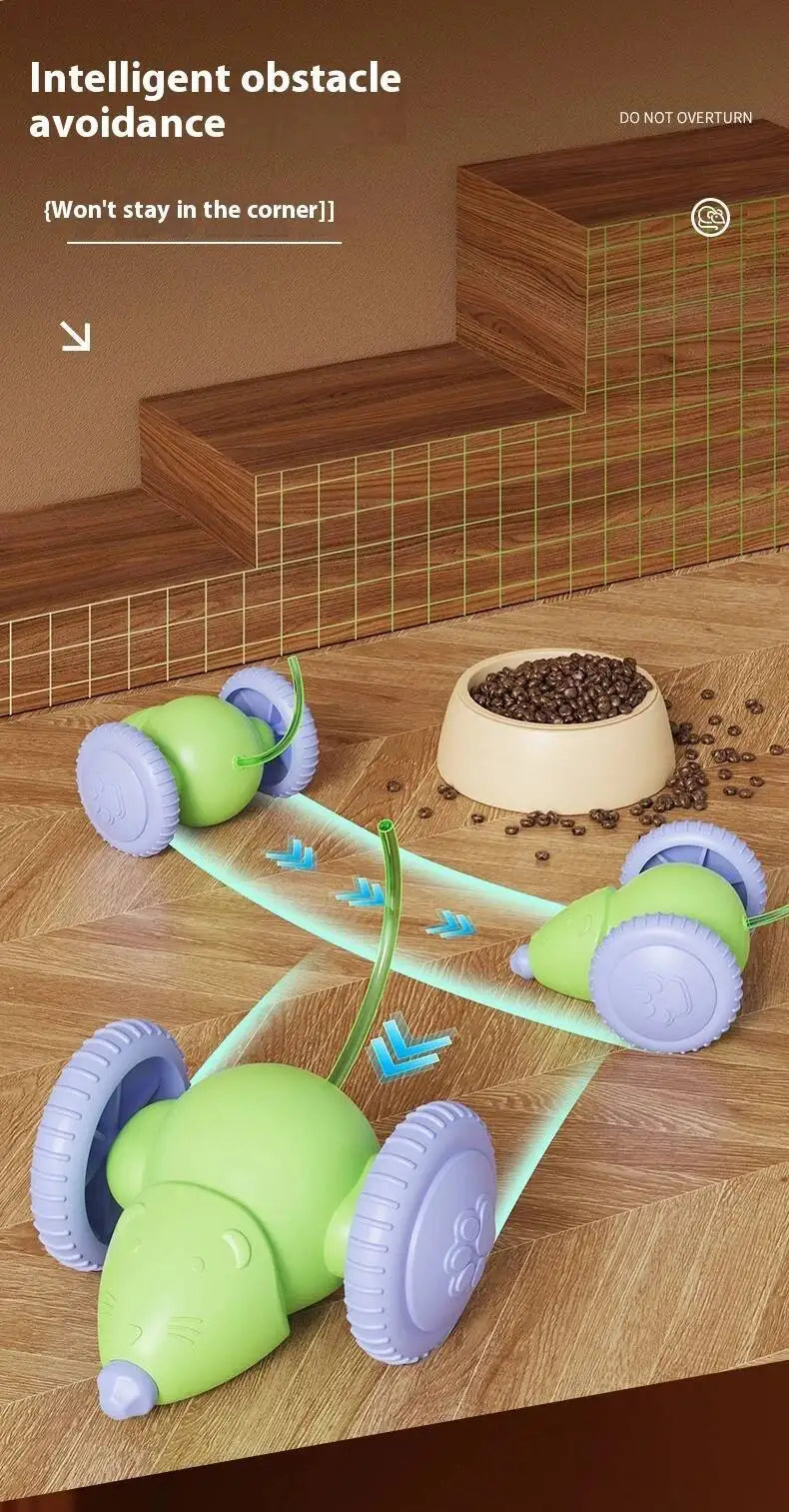 Electric Mouse, Interactive Cat Toy Rechargeable Automatic Teaser with Intelligent Obstacle Avoidance