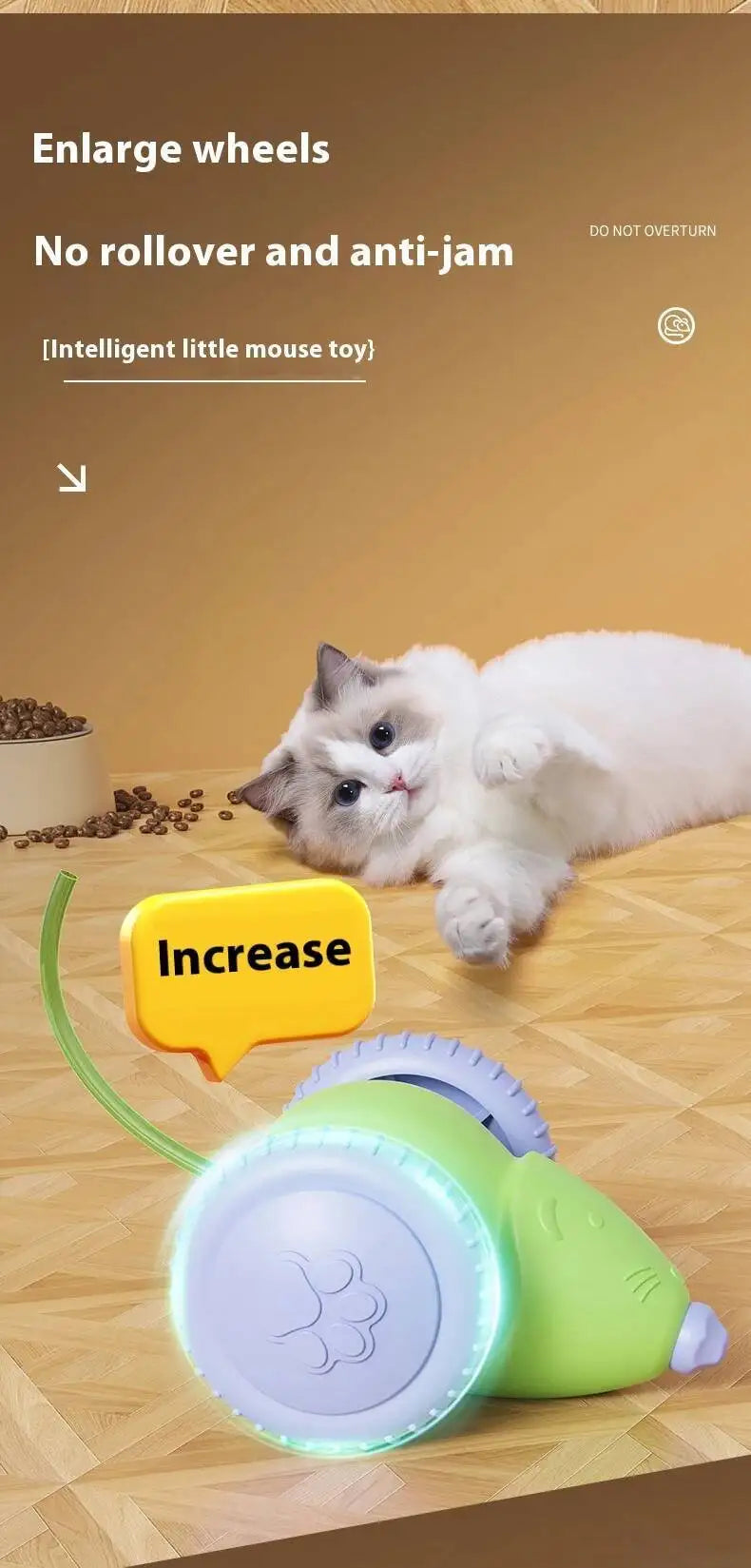Electric Mouse, Interactive Cat Toy Rechargeable Automatic Teaser with Intelligent Obstacle Avoidance