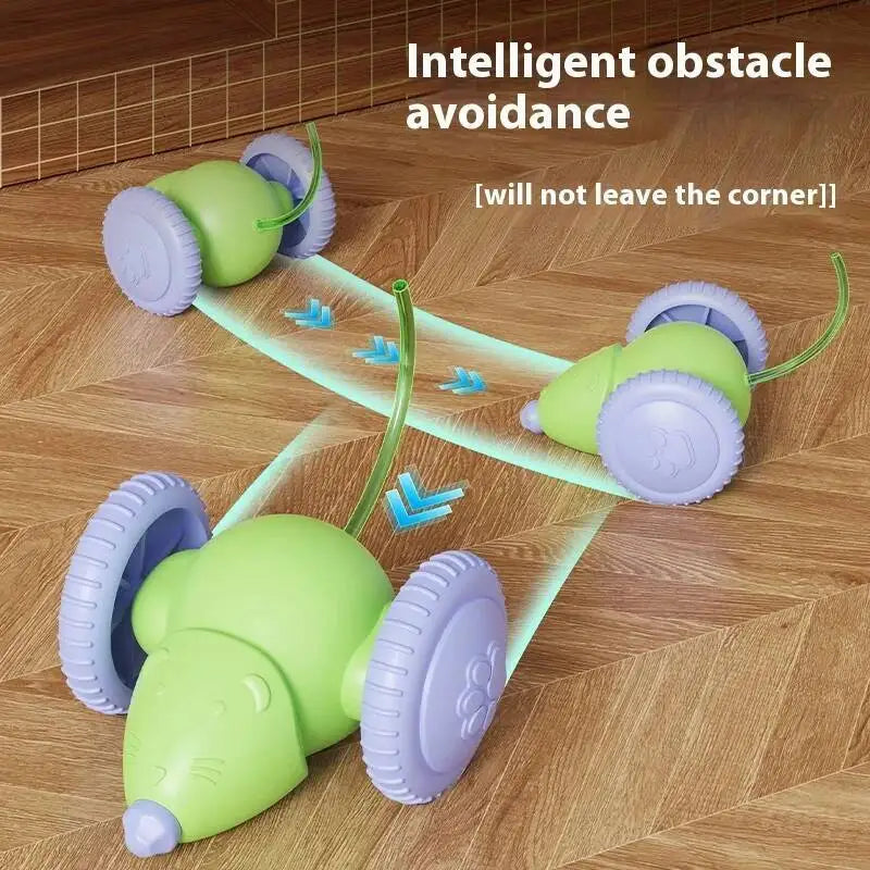 Electric Mouse, Interactive Cat Toy Rechargeable Automatic Teaser with Intelligent Obstacle Avoidance