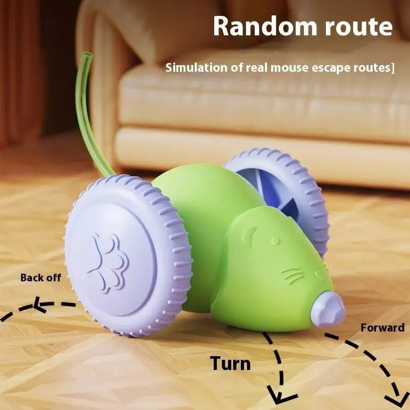 Electric Mouse, Interactive Cat Toy Rechargeable Automatic Teaser with Intelligent Obstacle Avoidance