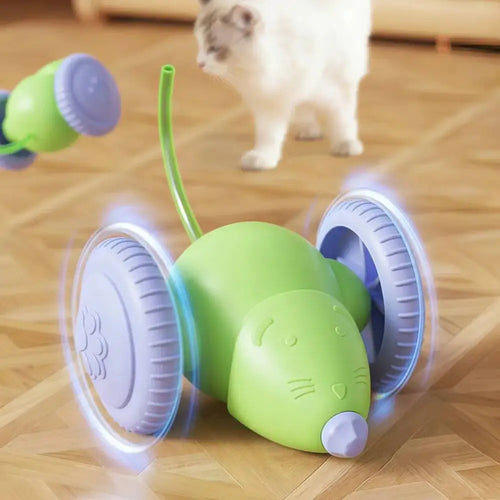 Electric Mouse, Interactive Cat Toy Rechargeable Automatic Teaser with Intelligent Obstacle Avoidance