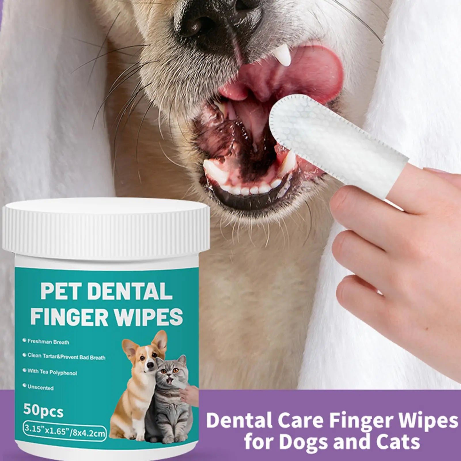 No-Struggle Pet Dental Wipes: The Gentle 30-Second Finger Toothbrush