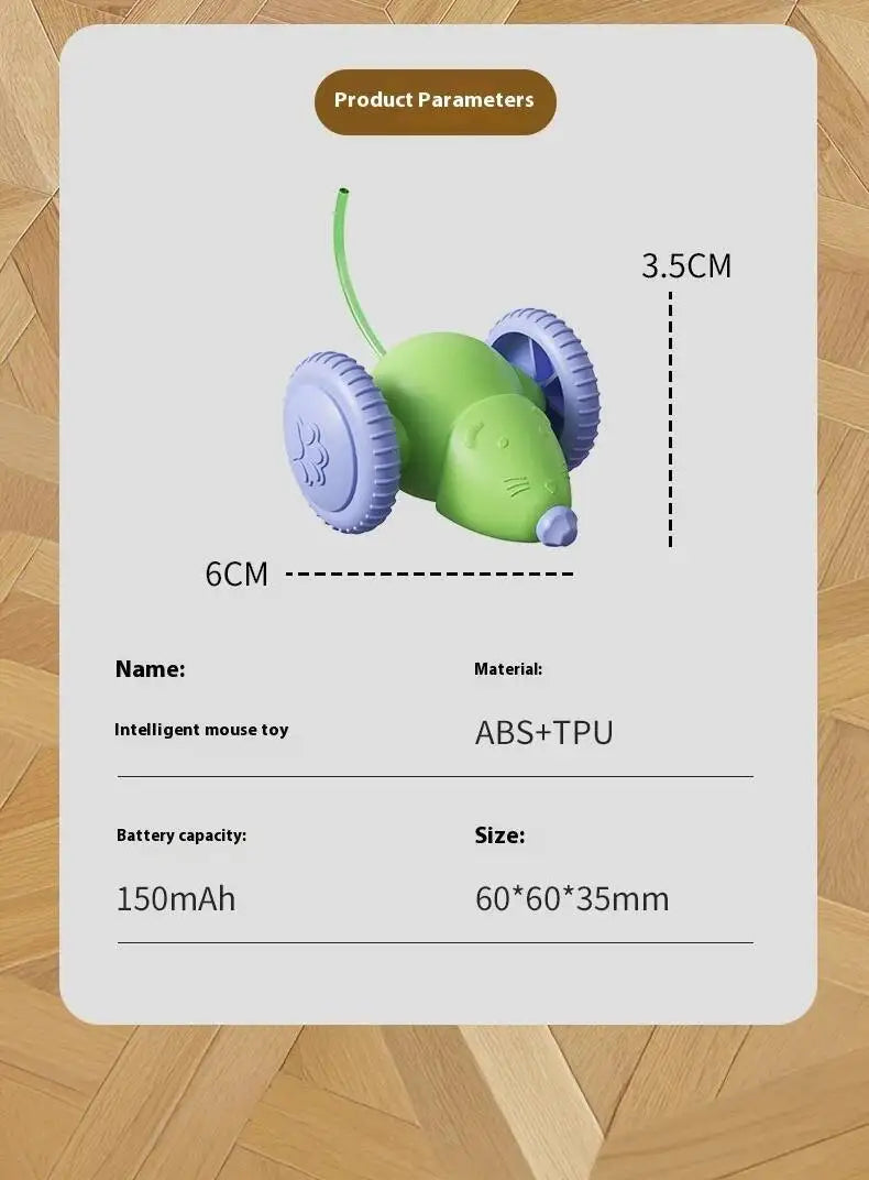 Electric Mouse, Interactive Cat Toy Rechargeable Automatic Teaser with Intelligent Obstacle Avoidance