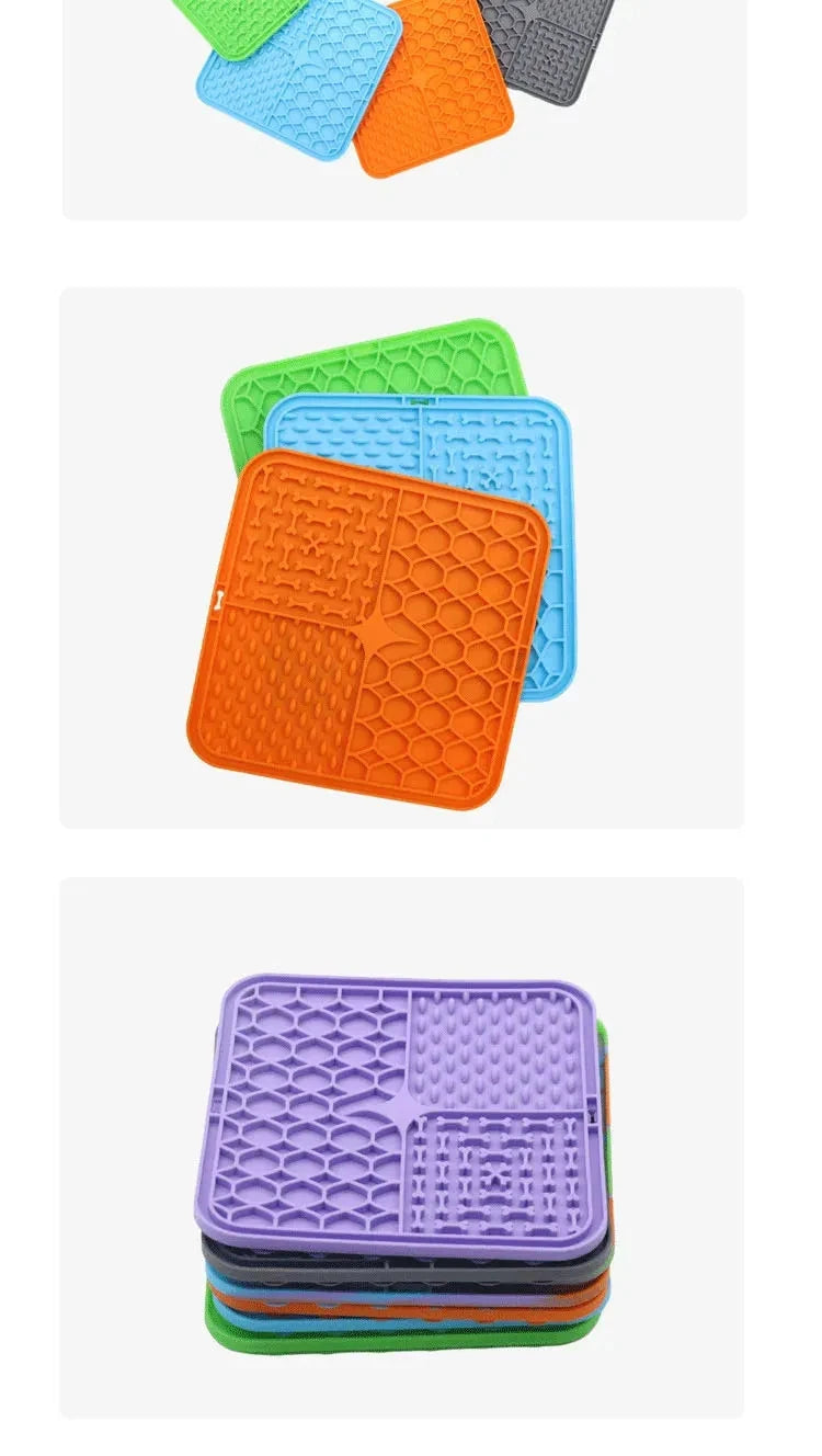 Multi-Texture Pet Slow Feeder & Lick Mat Set (Stops Begging While You Eat!)