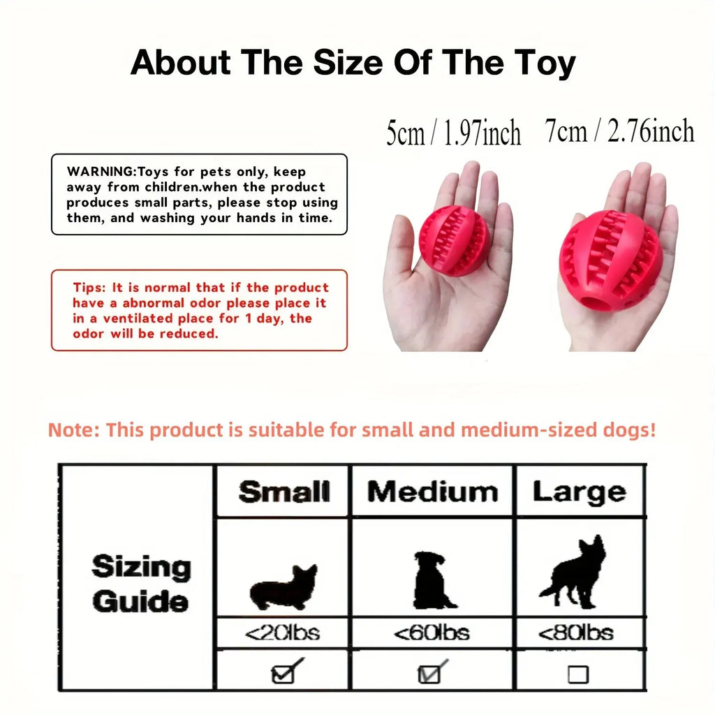 Nontoxic Rubber Dog Toy Ball - Chew Toy and Food Dispenser