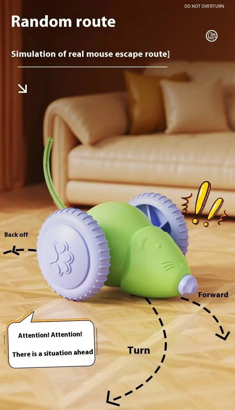 Electric Mouse, Interactive Cat Toy Rechargeable Automatic Teaser with Intelligent Obstacle Avoidance