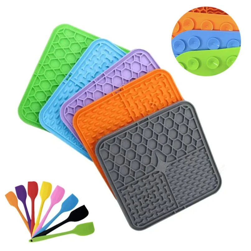 Multi-Texture Pet Slow Feeder & Lick Mat Set (Stops Begging While You Eat!)