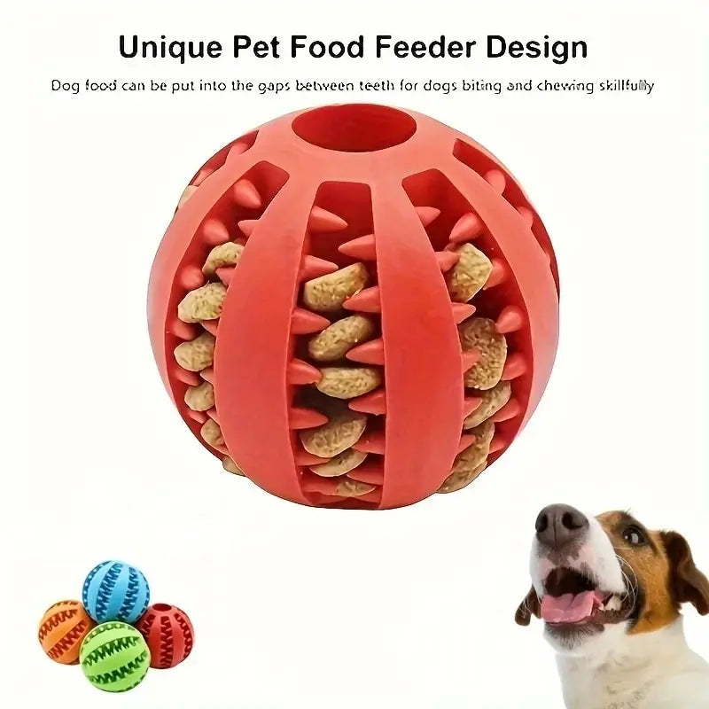 Nontoxic Rubber Dog Toy Ball - Chew Toy and Food Dispenser