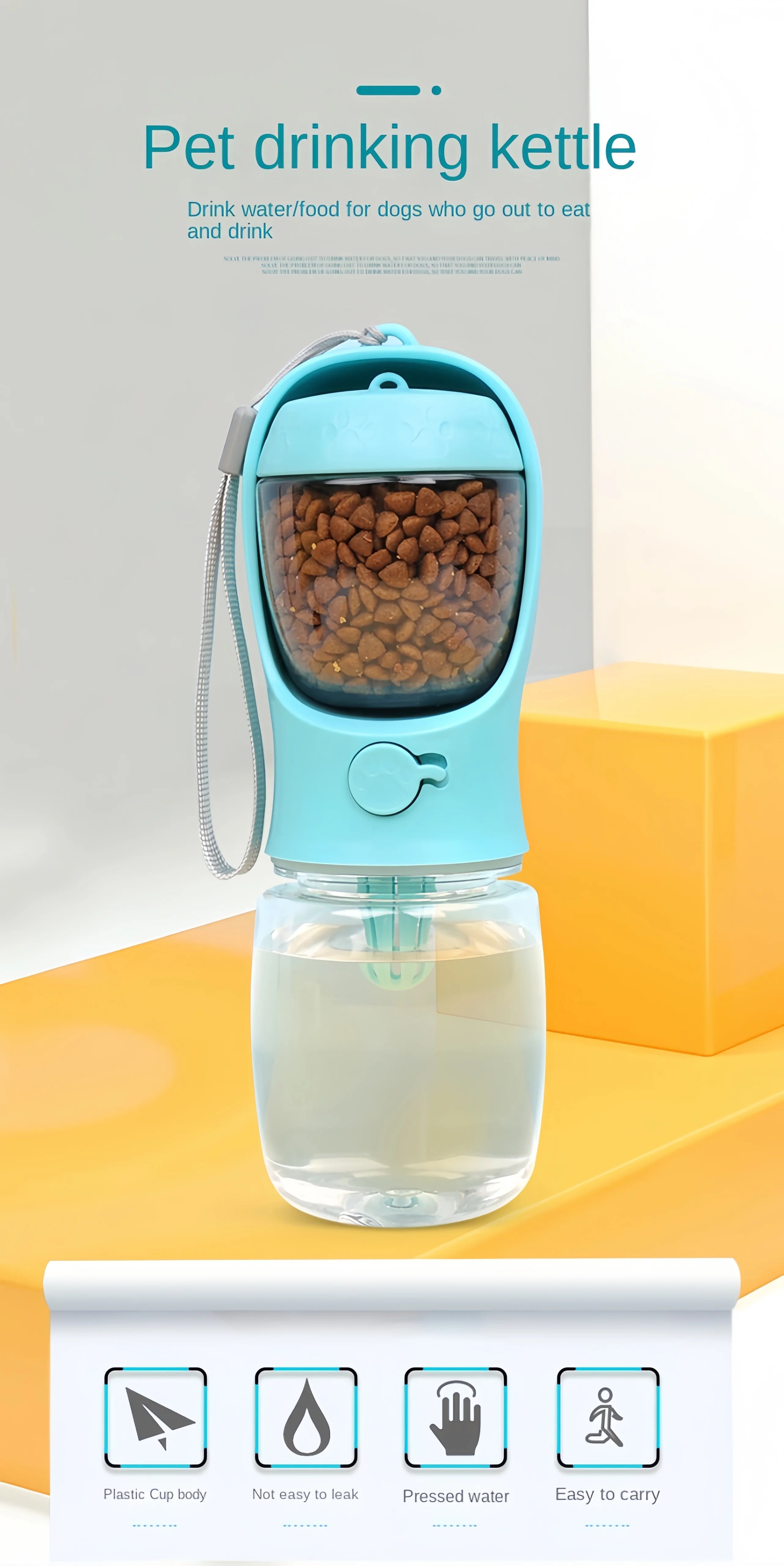 Portable 3-in-1 Pet Travel Bottle | Leak-Proof Water & Food Dispenser for Dogs & Cats
