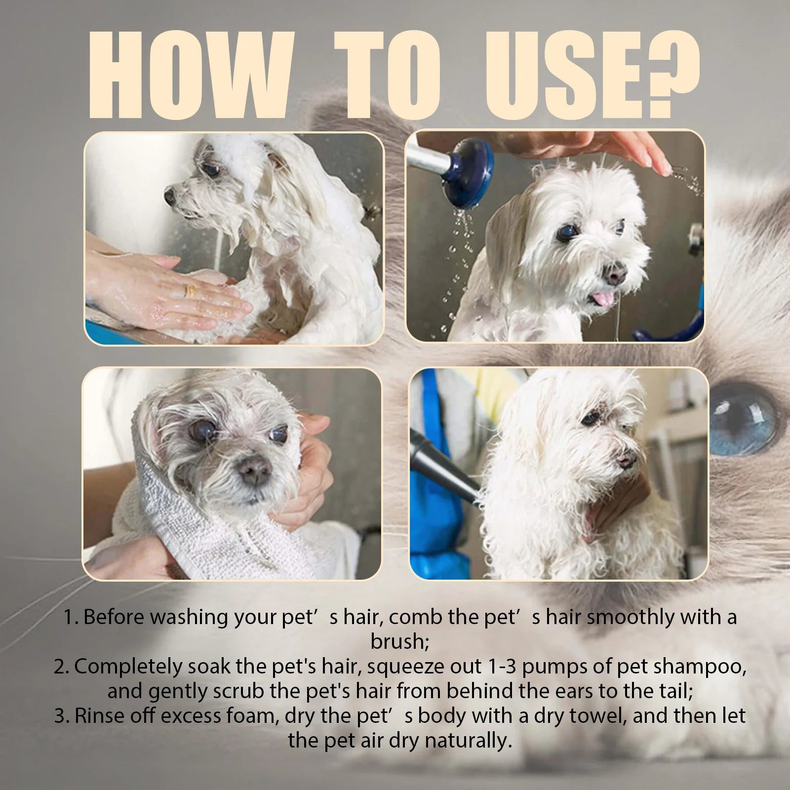 YEGBONG Pet Wash Shampoo & Conditioner for Dogs & Cats (Anti-Itch, Flea & Mite Control)