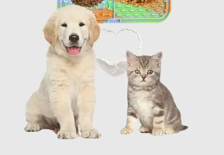 Multi-Texture Pet Slow Feeder & Lick Mat Set (Stops Begging While You Eat!)