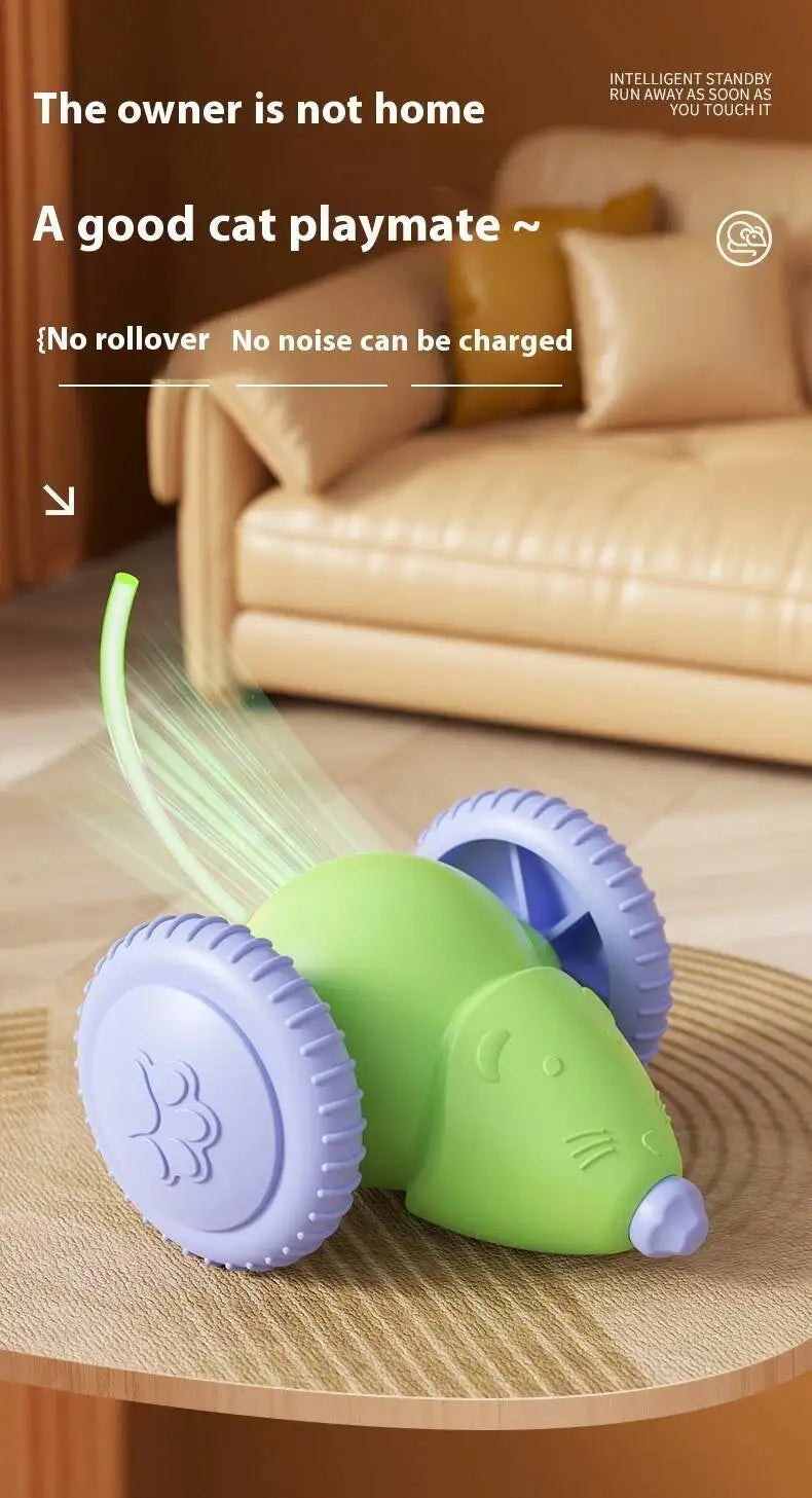 Electric Mouse, Interactive Cat Toy Rechargeable Automatic Teaser with Intelligent Obstacle Avoidance