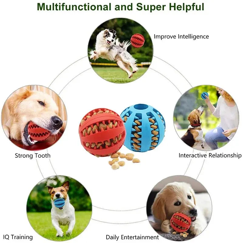 Nontoxic Rubber Dog Toy Ball - Chew Toy and Food Dispenser