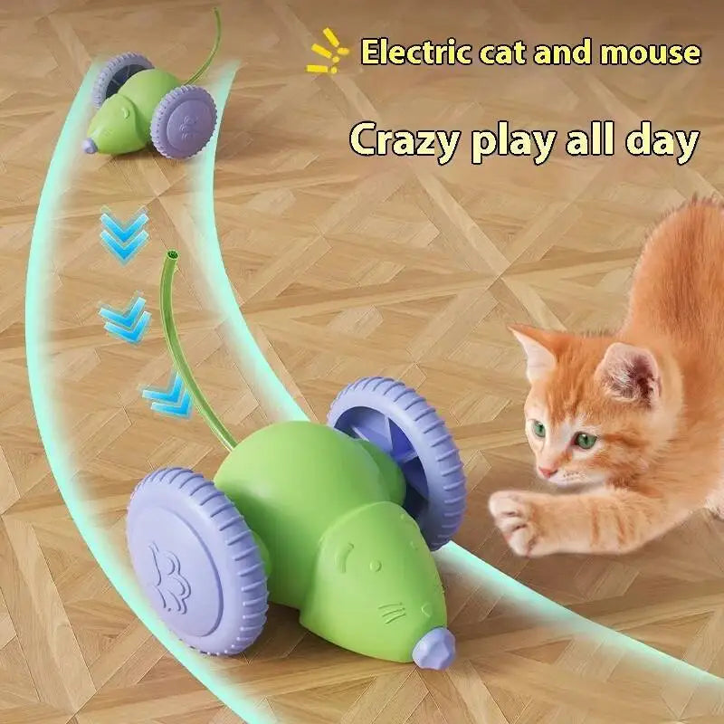 Electric Mouse, Interactive Cat Toy Rechargeable Automatic Teaser with Intelligent Obstacle Avoidance