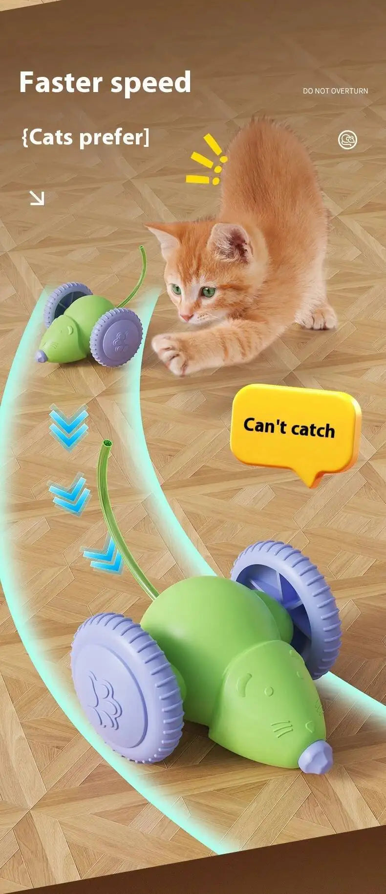 Electric Mouse, Interactive Cat Toy Rechargeable Automatic Teaser with Intelligent Obstacle Avoidance