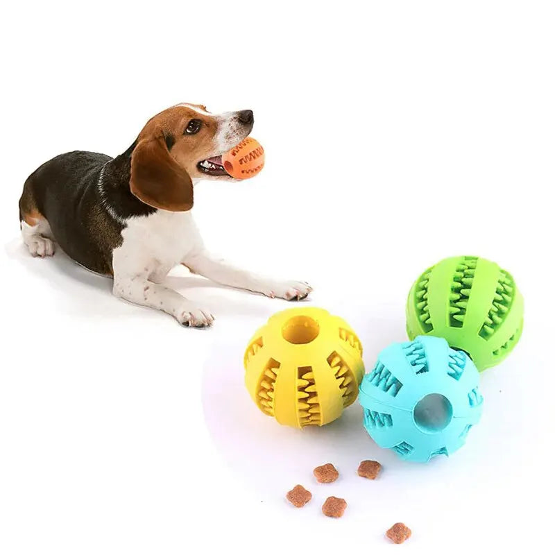 Nontoxic Rubber Dog Toy Ball - Chew Toy and Food Dispenser